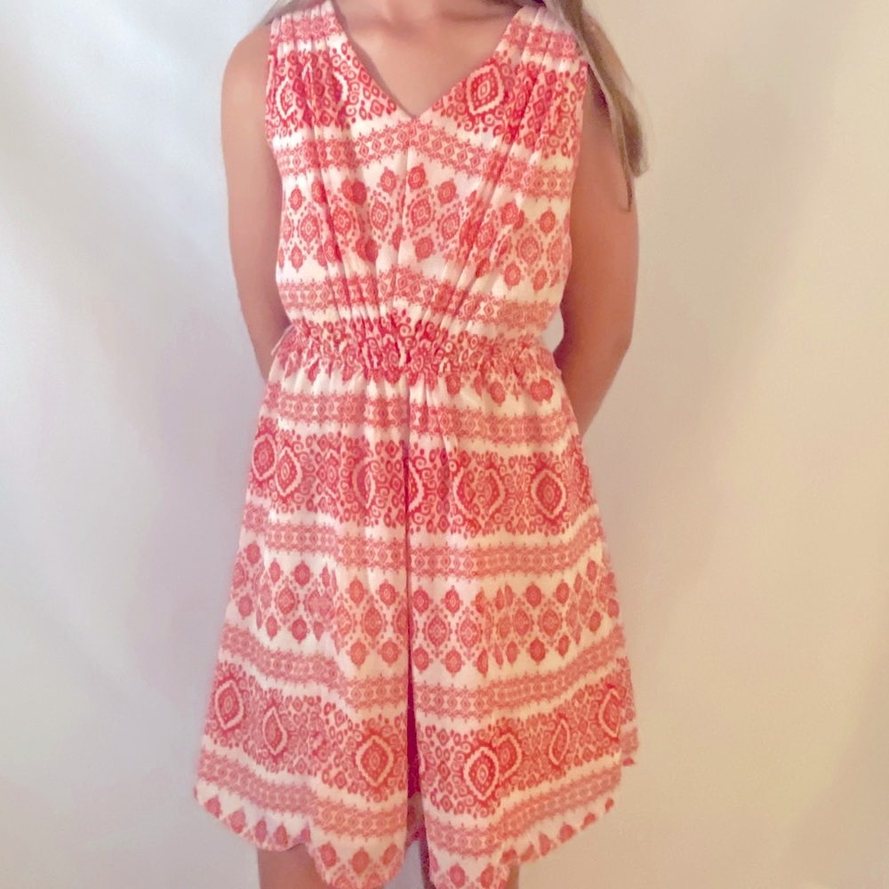 Red and white lined dress (girls size 10)